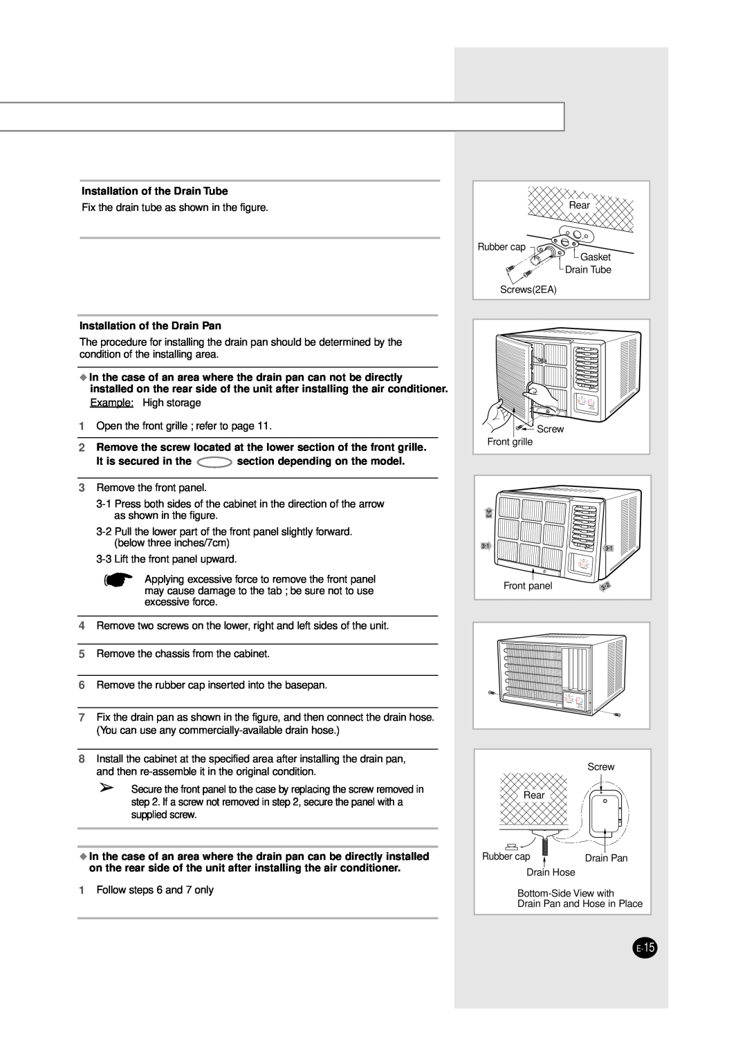 Samsung AZ09F1KE manual Installation of the Drain Tube 