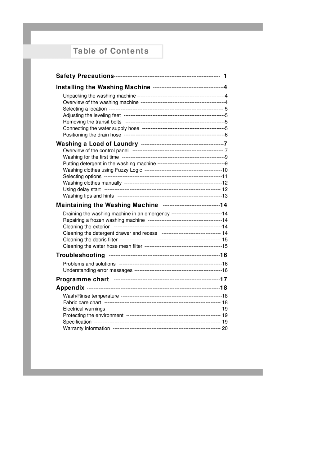 Samsung B1113J B913J manual Table of Contents 