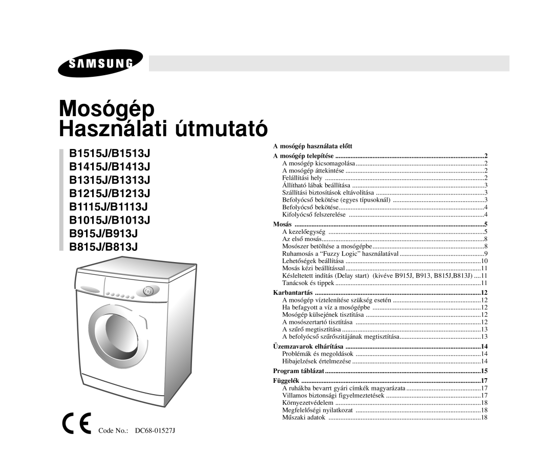 Samsung B1215JGS/XEH manual Mosógép Használati útmutató 