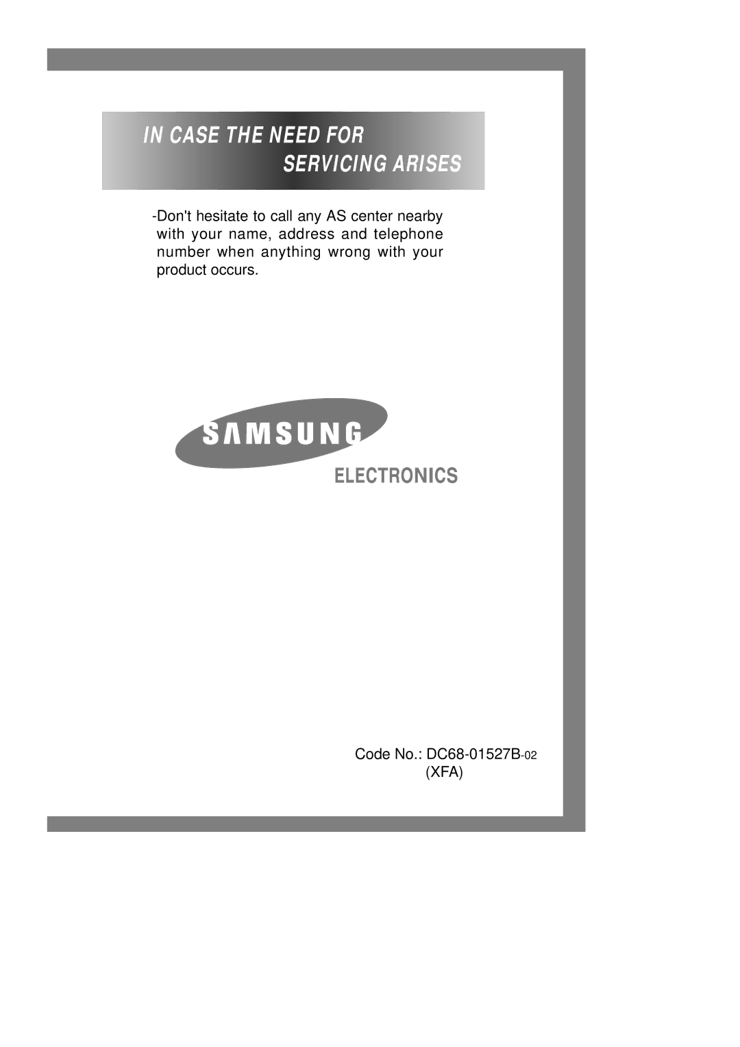 Samsung B1515J manual Case the Need for Servicing Arises 