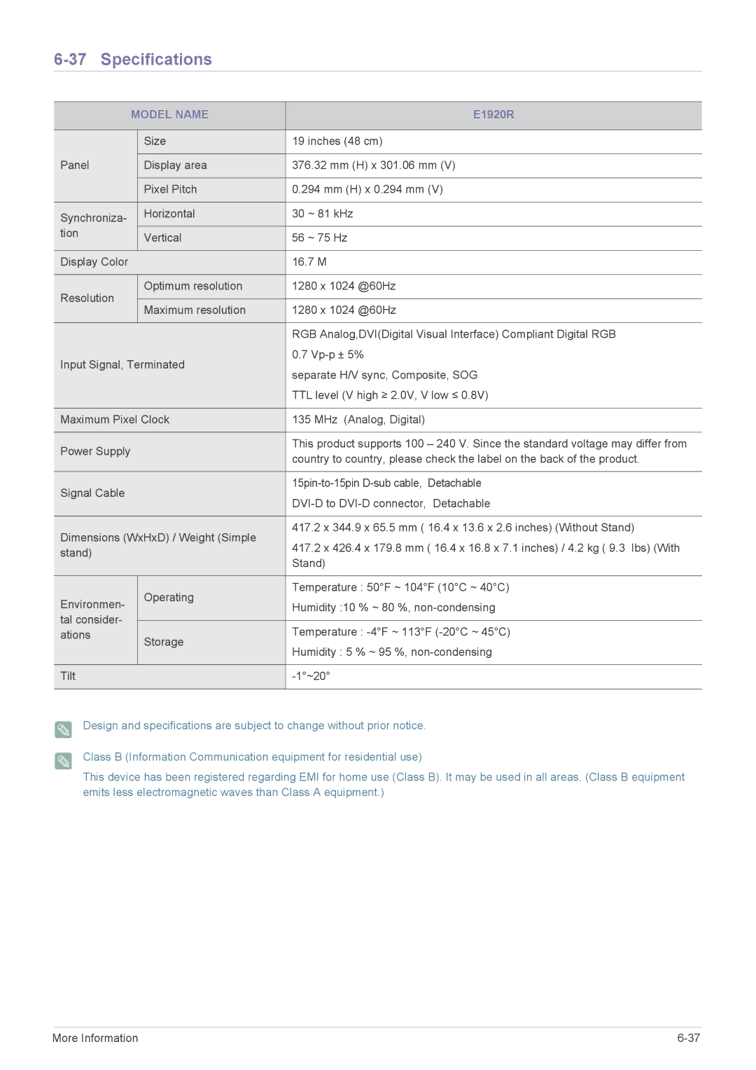 Samsung B1940ER user manual E1920R 