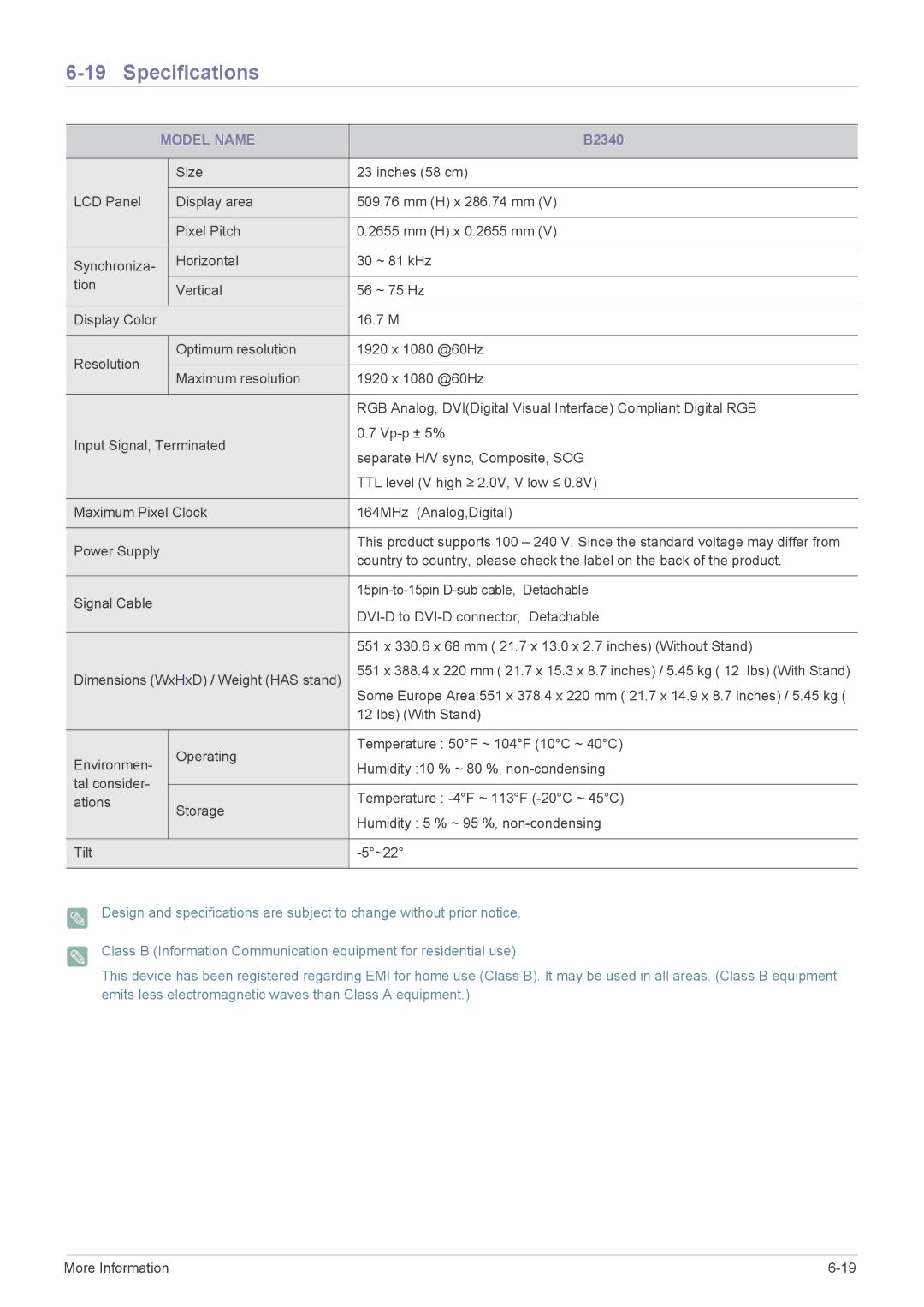 Samsung B2240MWX user manual B2340 