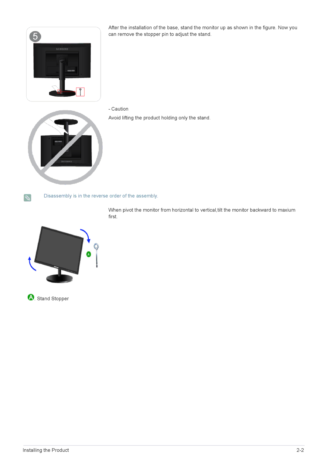 Samsung B2240MWX user manual Disassembly is in the reverse order of the assembly 