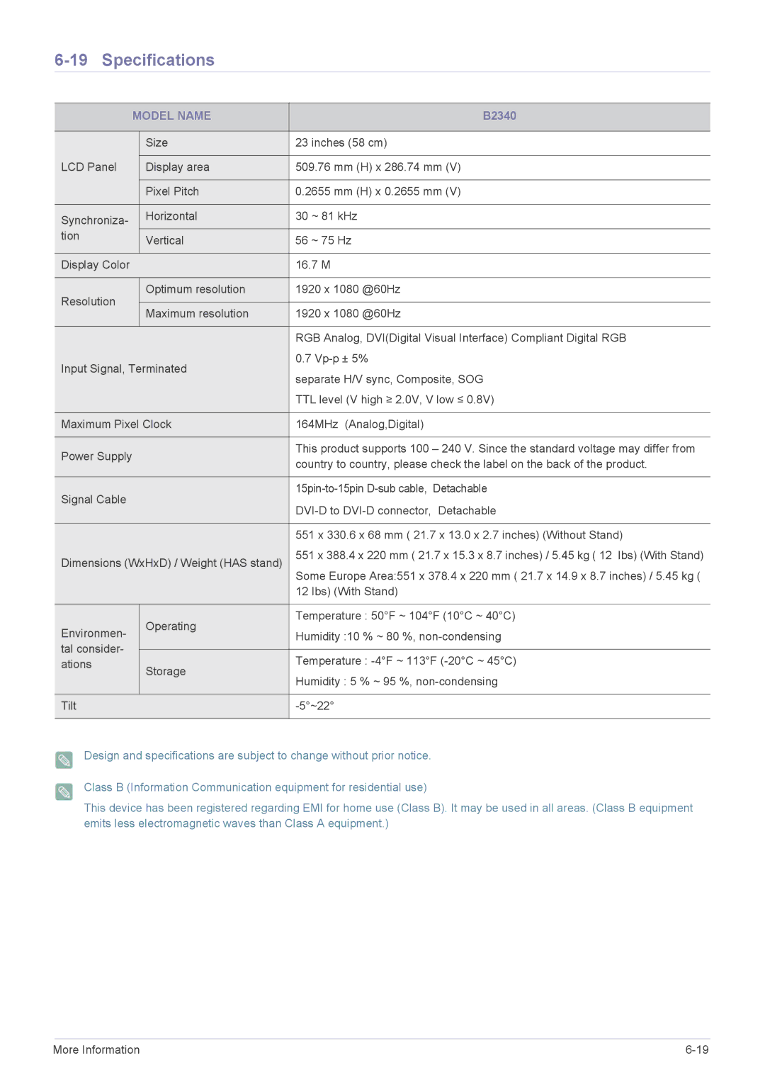 Samsung B1940EW, B2240W, B2240X, B1940MRX, B1940MX, B1940RX, B1740RX, B2240EW, B1940WX user manual B2340 