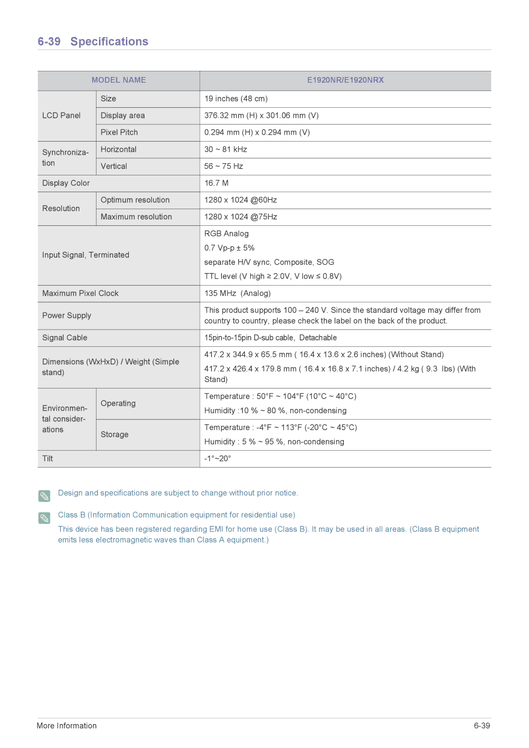 Samsung B2240W, B2240X, B1940MRX, B1940EW, B1940MX, B1940RX, B1740RX, B2240EW, B1940WX user manual E1920NR/E1920NRX 