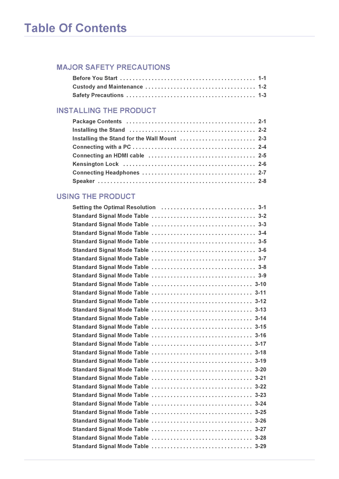 Samsung B2240W, B2240X, B1940MRX, B1940EW, B1940MX, B1940RX, B1740RX, B2240EW, B1940WX user manual Table Of Contents 