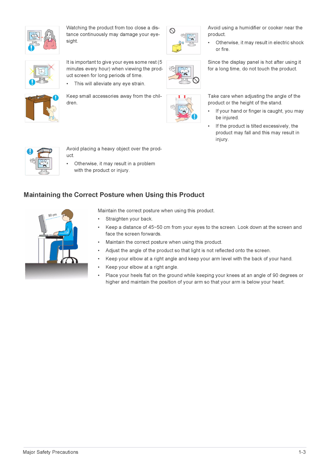 Samsung B2240M, B2240WX user manual Maintaining the Correct Posture when Using this Product 