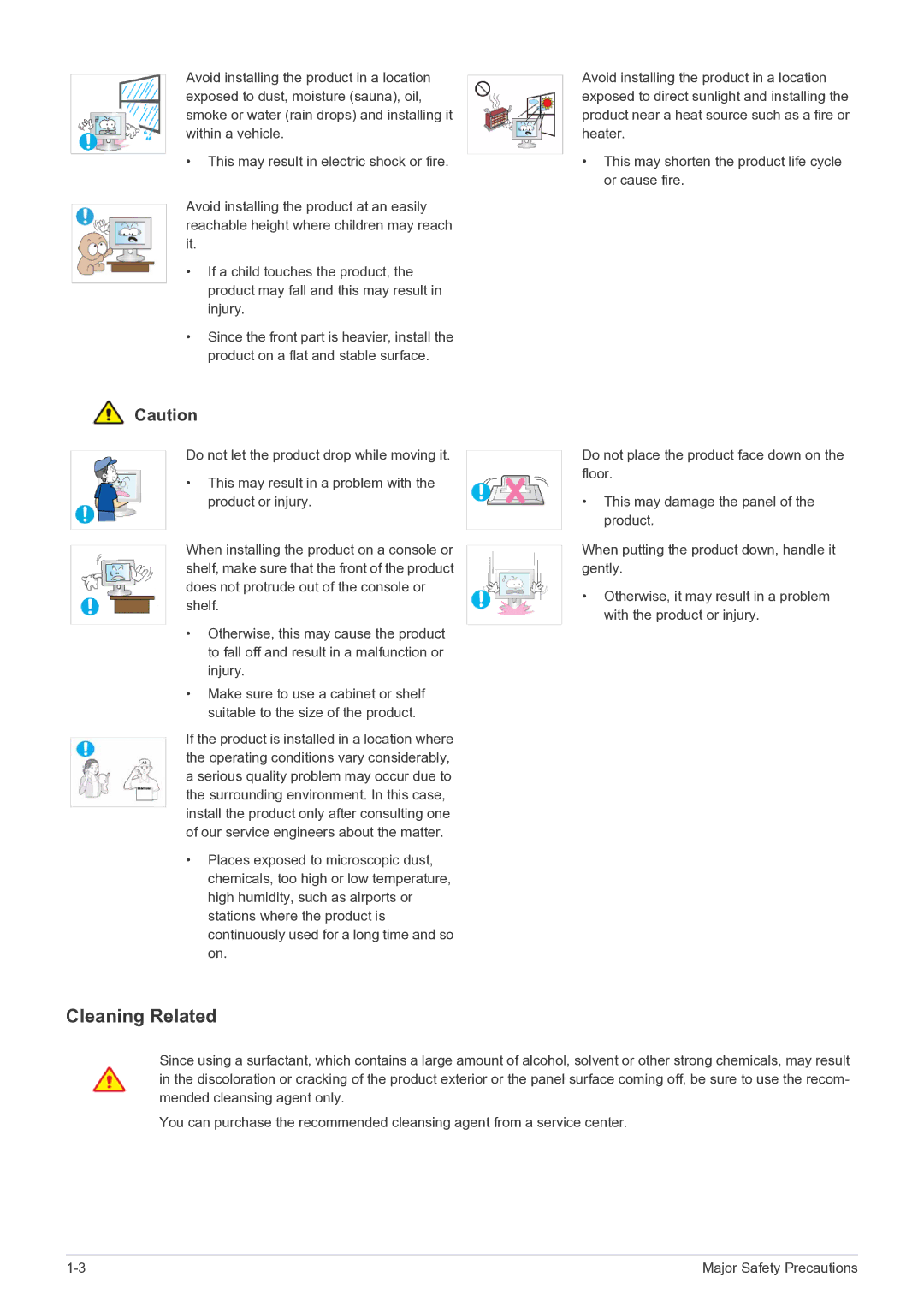 Samsung B2030N, B2330, B2430L, B1930NW, B1730NW, B1630N, B2230W, B2230N user manual Cleaning Related 