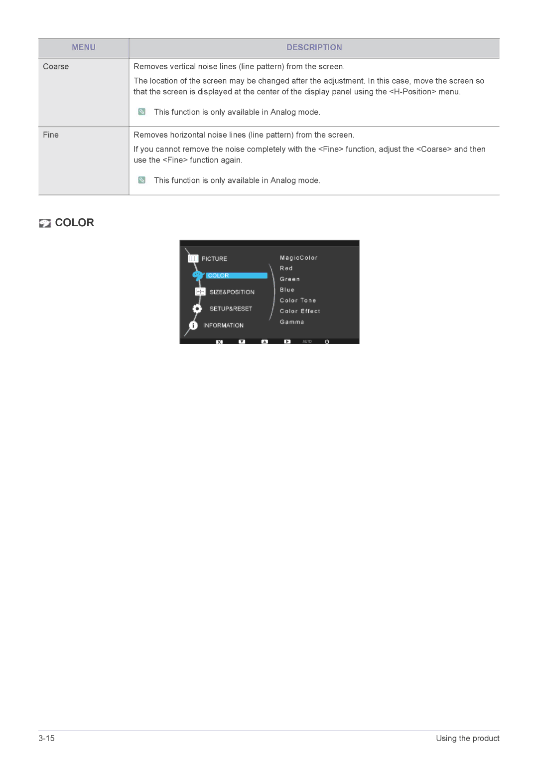 Samsung B2330, B2430L, B1930NW, B1730NW, B1630N, B2230W, B2230N, B2030N user manual Color 