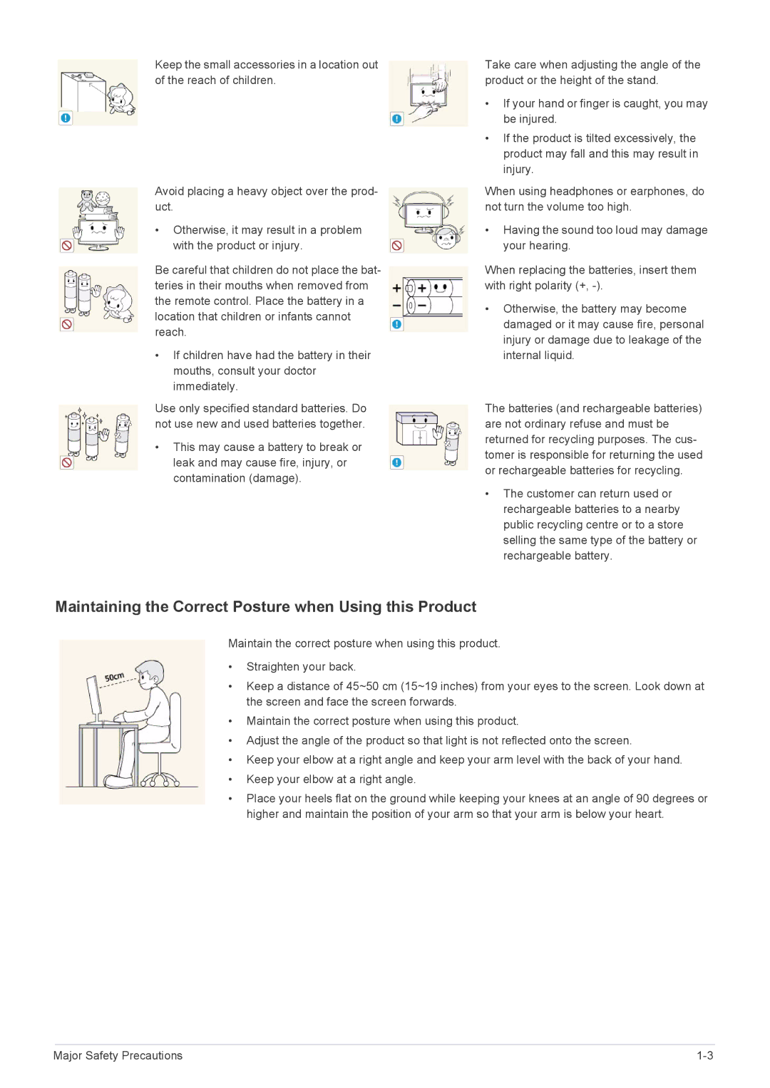 Samsung B1930HD, B2330HD, B2430HD, B2230HD, B2030HD user manual Maintaining the Correct Posture when Using this Product 