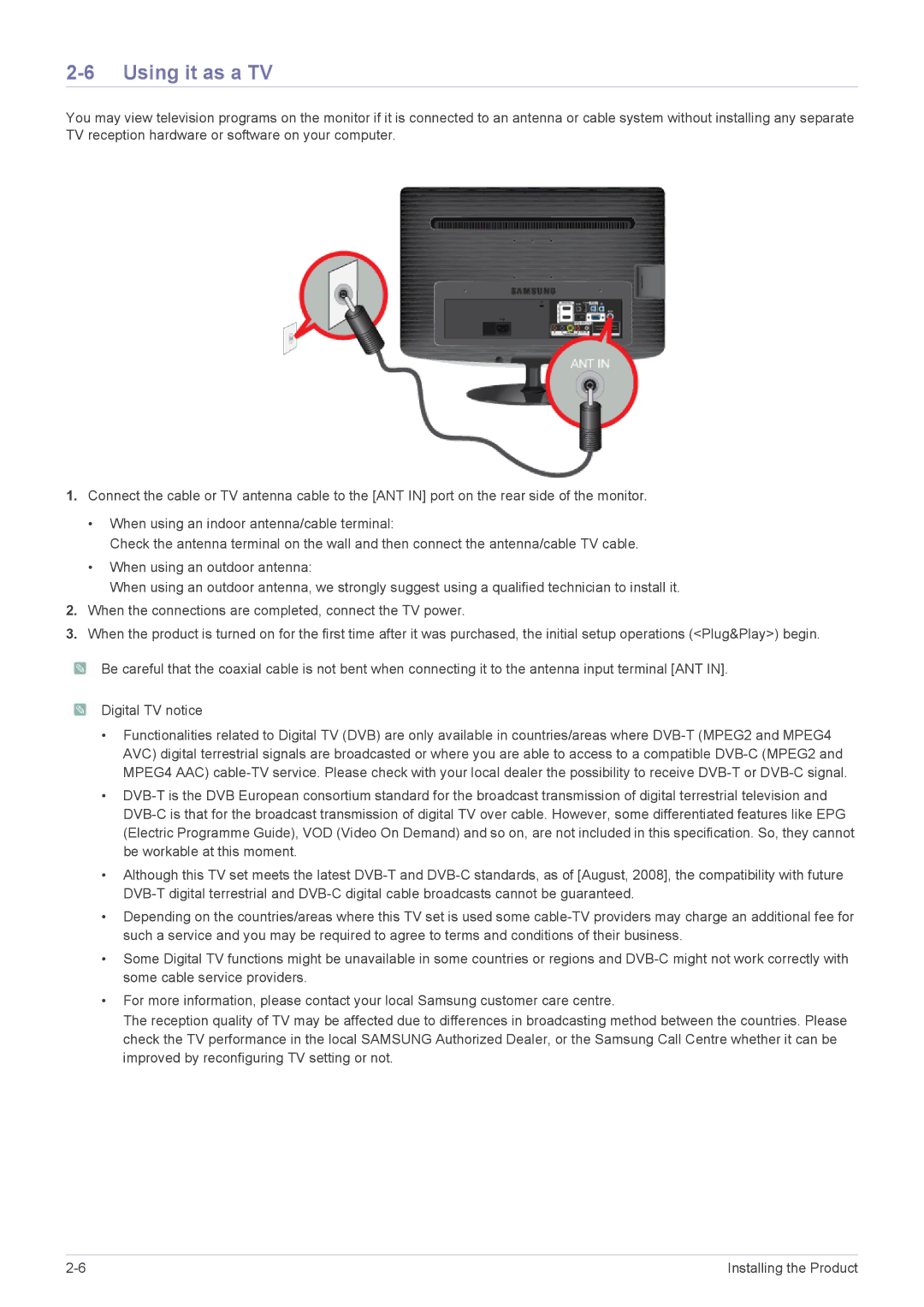 Samsung B2430HD, B2330HD, B1930HD, B2230HD, B2030HD user manual Using it as a TV 