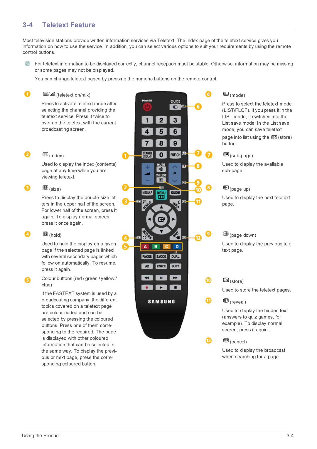 Samsung B2430HD, B2330HD, B1930HD, B2230HD, B2030HD user manual Teletext Feature 