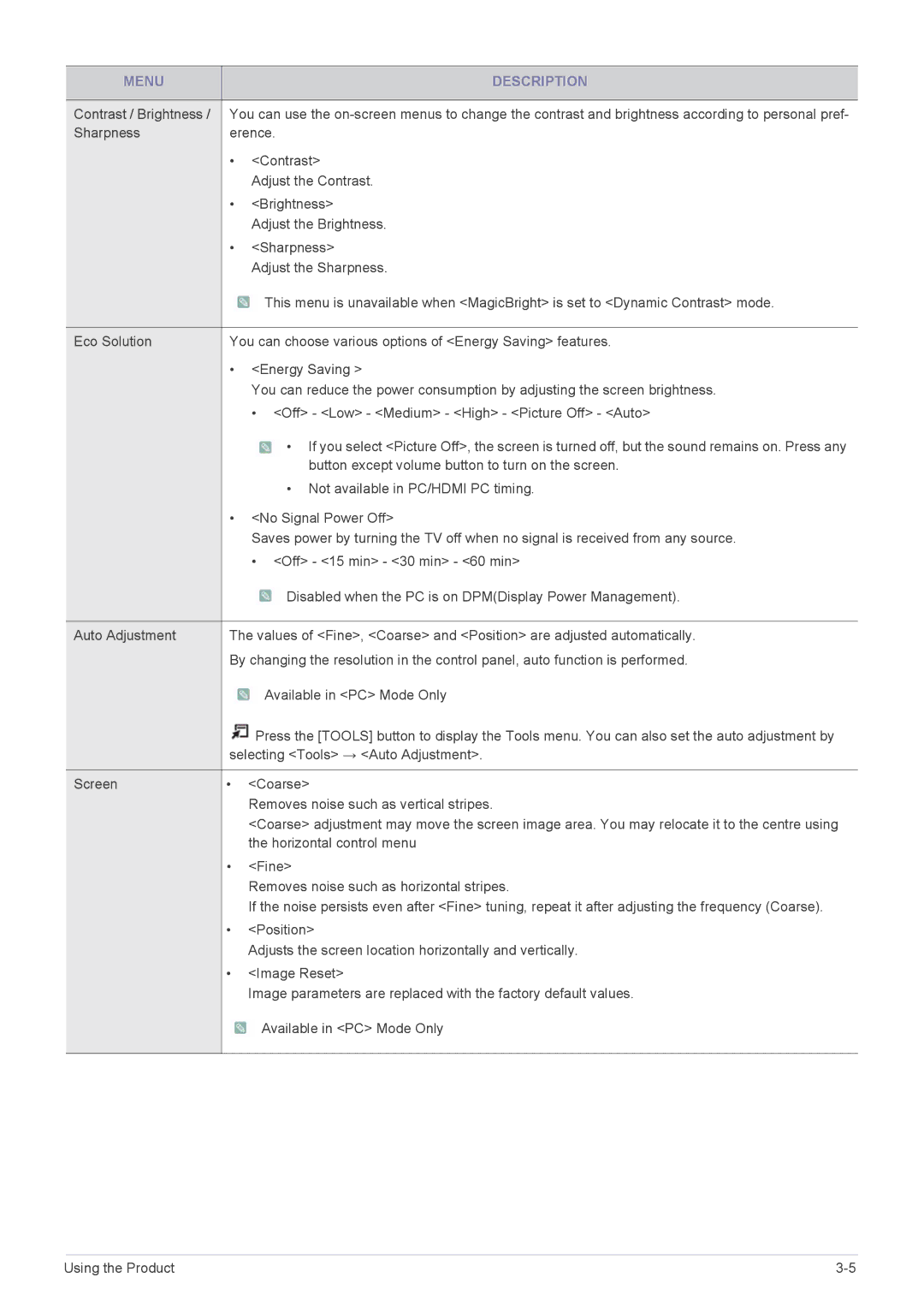 Samsung B2330HD, B2430HD, B1930HD, B2230HD, B2030HD user manual Contrast / Brightness 