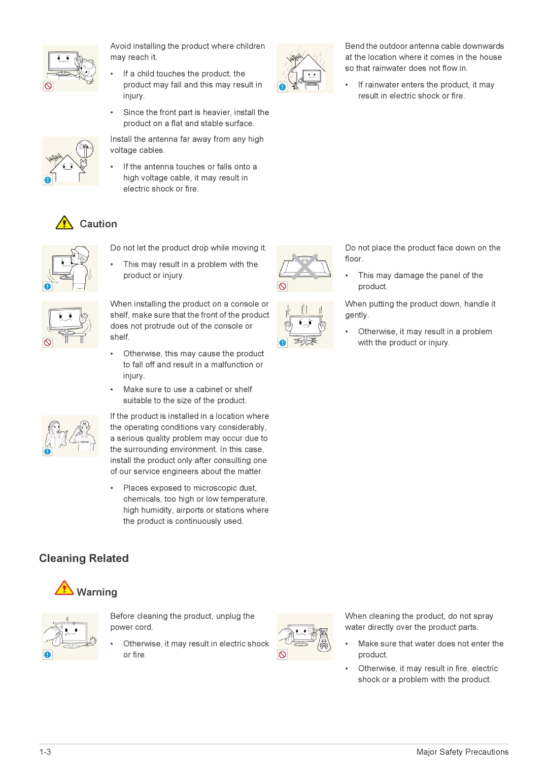 Samsung B2030HD, B2330HD, B2430HD, B1930HD, B2230HD user manual Cleaning Related 