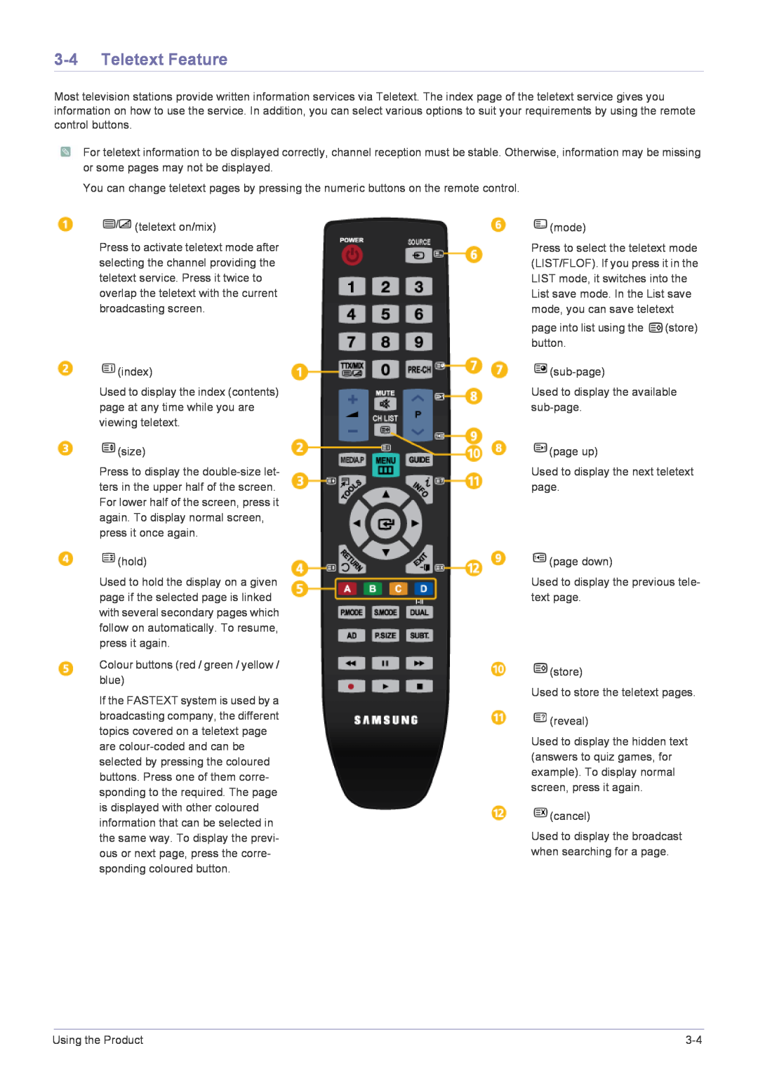 Samsung B2430HD, B2330HD, B1930HD, B2230HD, B2030HD user manual Teletext Feature 