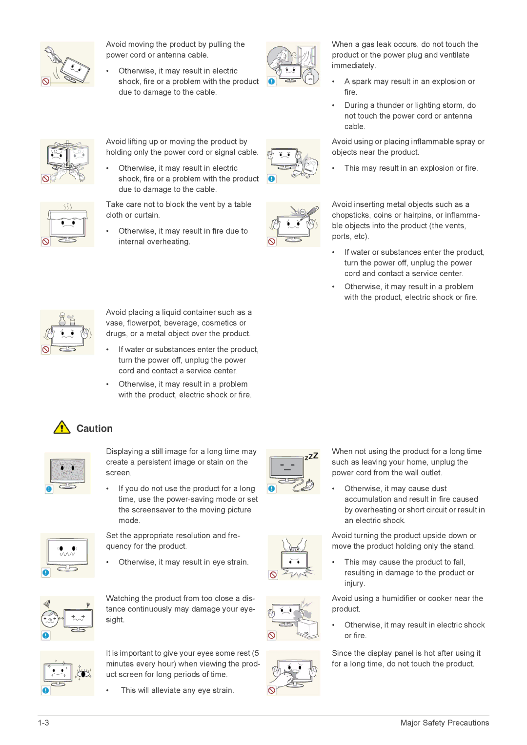 Samsung B2430HD, B2330HD, B2230HD user manual Major Safety Precautions 