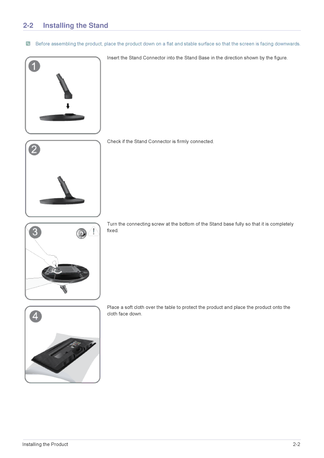 Samsung B2430HD, B2330HD, B2230HD user manual Installing the Stand 