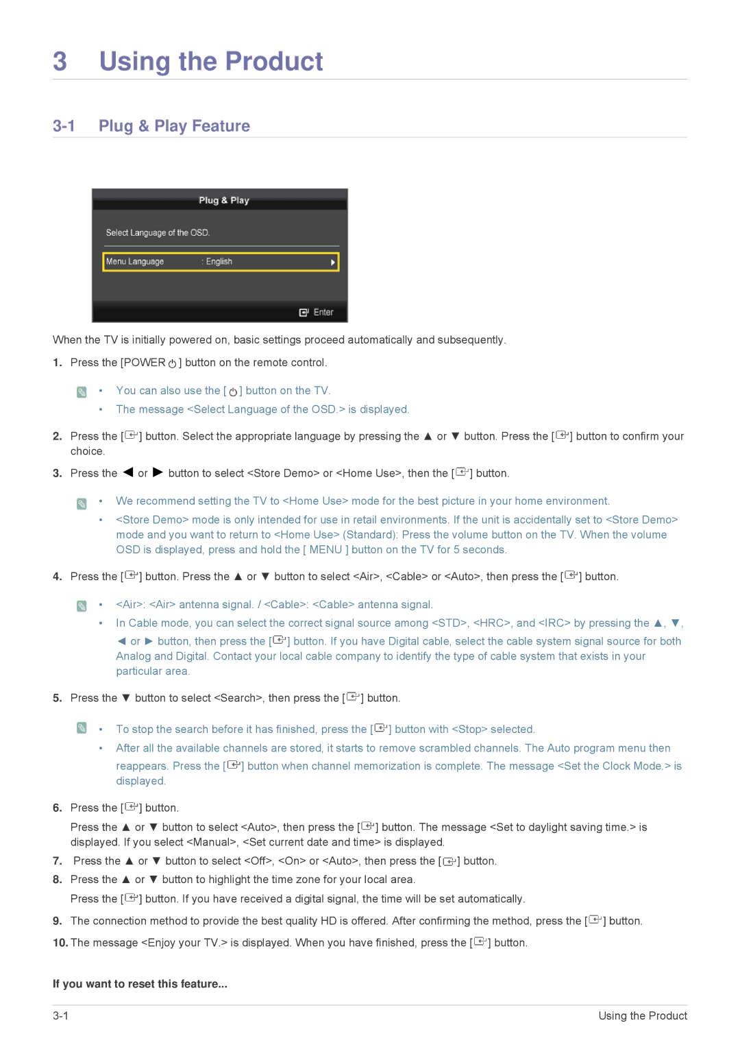 Samsung B2430HD, B2330HD, B2230HD user manual Plug & Play Feature, Press the button to select Search, then press the button 