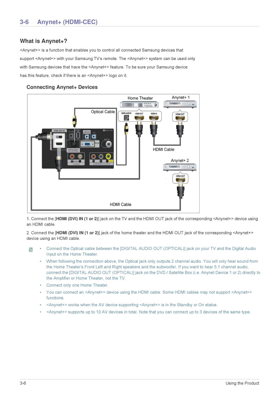 Samsung B2230HD, B2330HD, B2430HD user manual Anynet+ HDMI-CEC, What is Anynet+?, Connecting Anynet+ Devices 