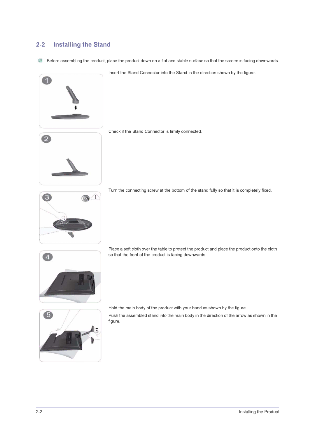 Samsung B2430H, B2330H, 2443BWT TAA1, B2230H, LS24PUHKFV/ZA user manual Installing the Stand 