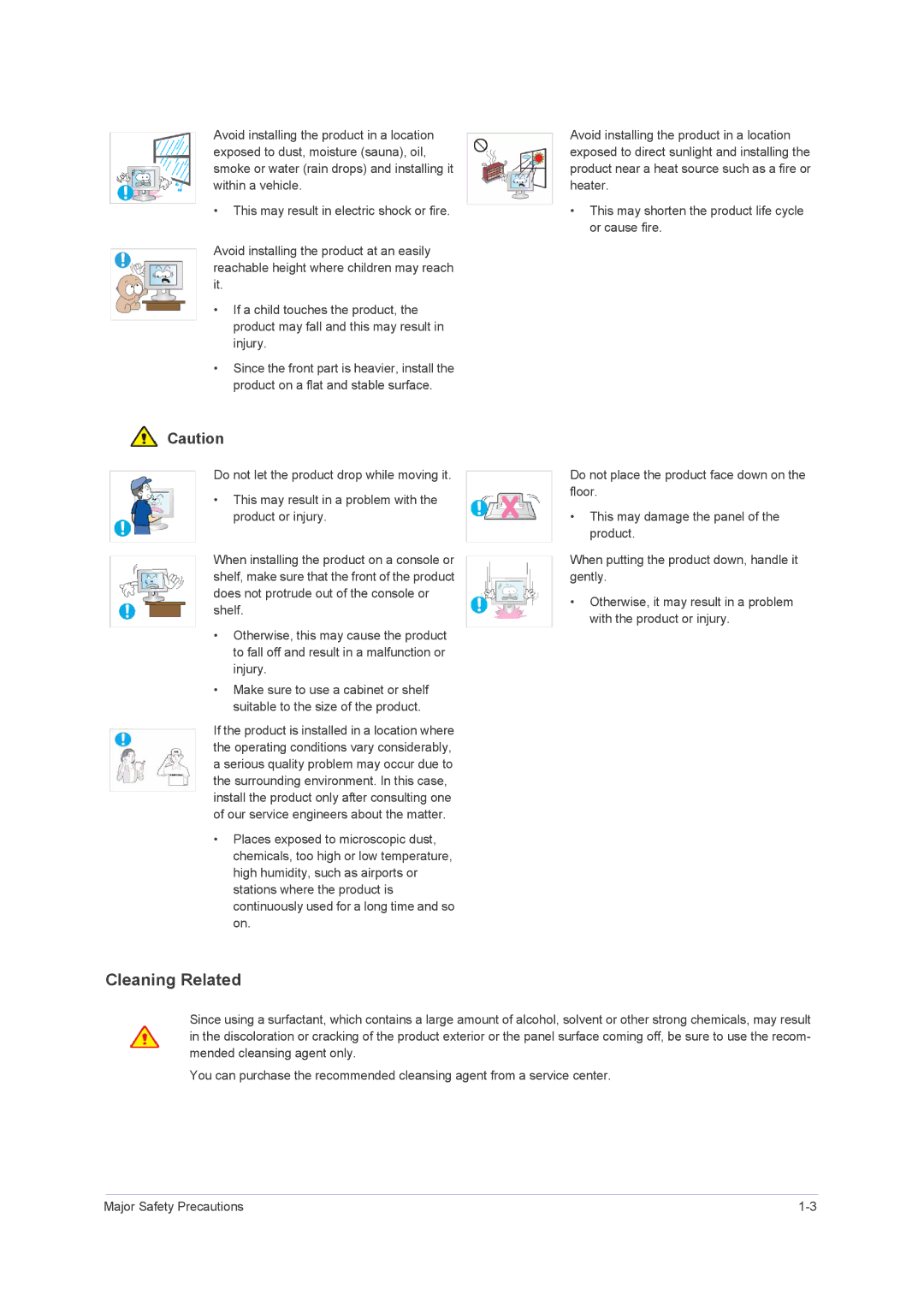 Samsung B2330H, B2430H, 2443BWT TAA1, B2230H, LS24PUHKFV/ZA user manual Cleaning Related 