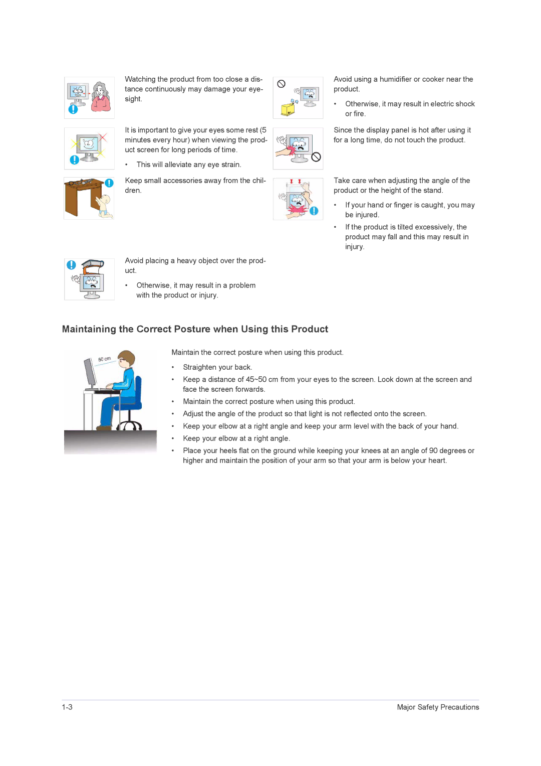 Samsung B2330H, B2430H, B2230H user manual Maintaining the Correct Posture when Using this Product 