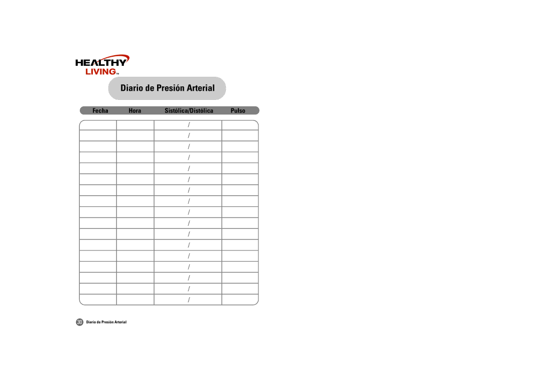 Samsung BA-507S owner manual Diario de Presión Arterial 