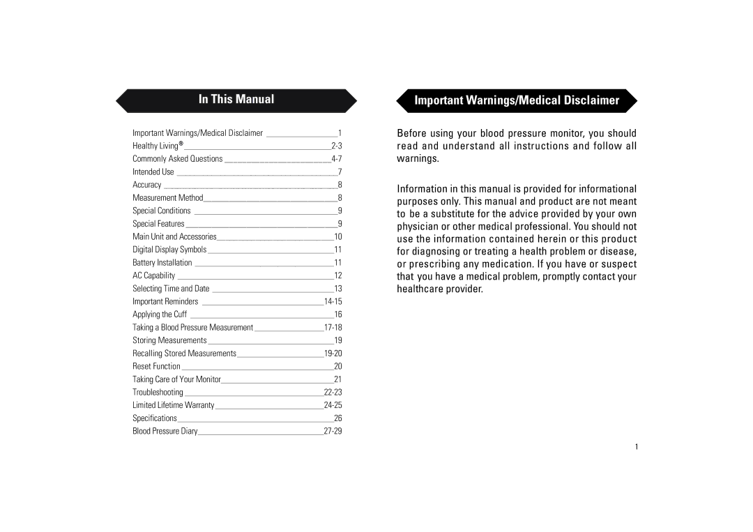 Samsung BA-716W owner manual This Manual, Important Warnings/Medical Disclaimer 