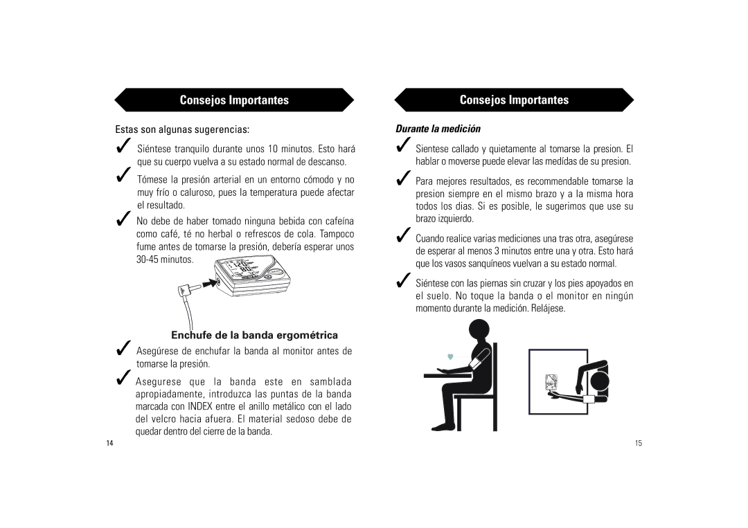 Samsung BA-716W owner manual Consejos Importantes, Estas son algunas sugerencias, Minutos, Enchufe de la banda ergométrica 