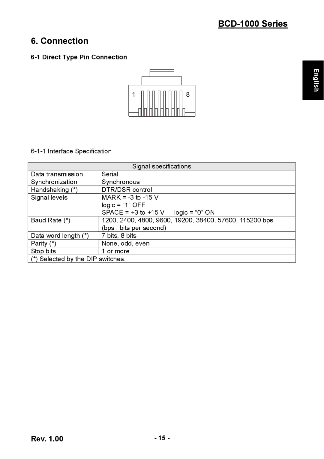 Samsung user manual BCD-1000 Series Connection, Direct Type Pin Connection 