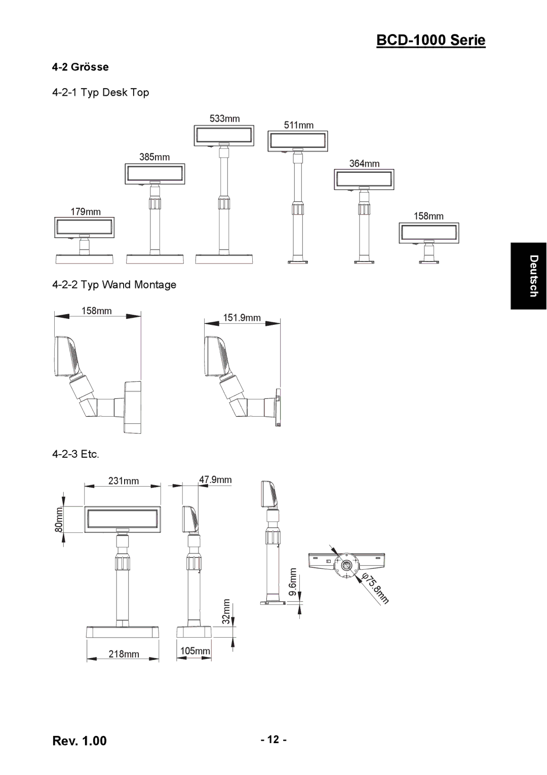 Samsung BCD-1000 user manual Grösse 