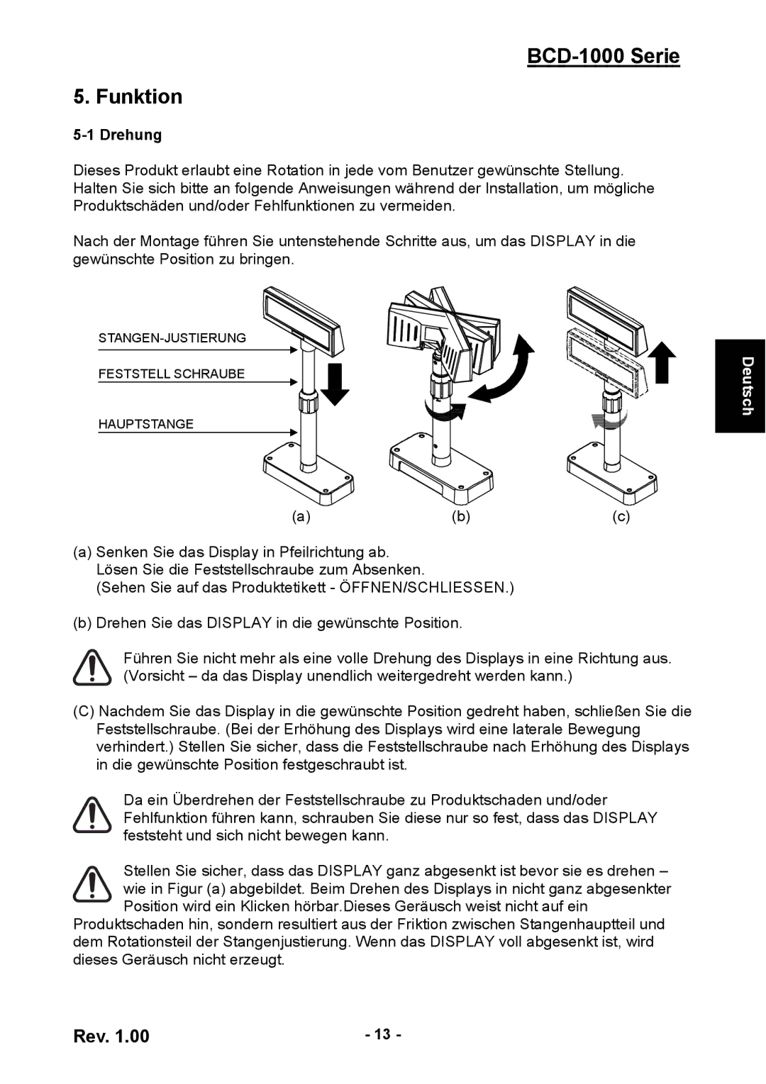 Samsung user manual BCD-1000 Serie Funktion, Drehung 