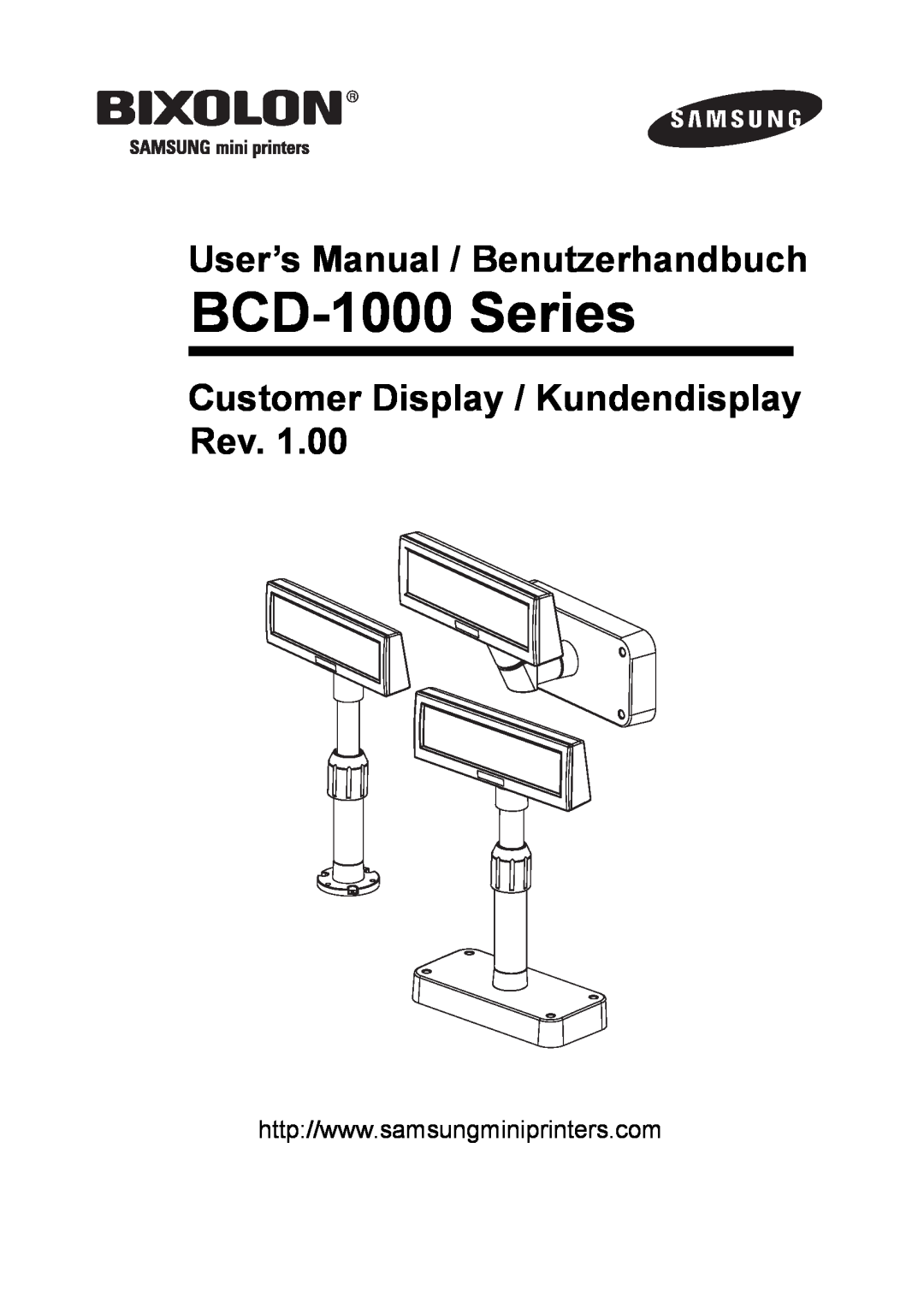 Samsung user manual BCD-1000 Series, User’s Manual / Benutzerhandbuch, Customer Display / Kundendisplay Rev 