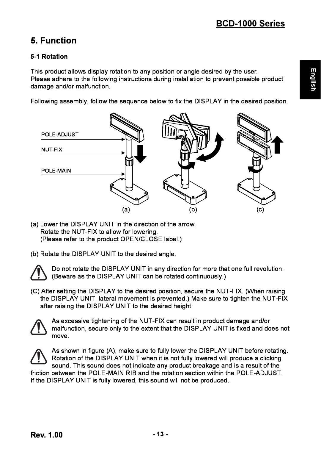 Samsung user manual BCD-1000 Series 5. Function, Rotation, English 