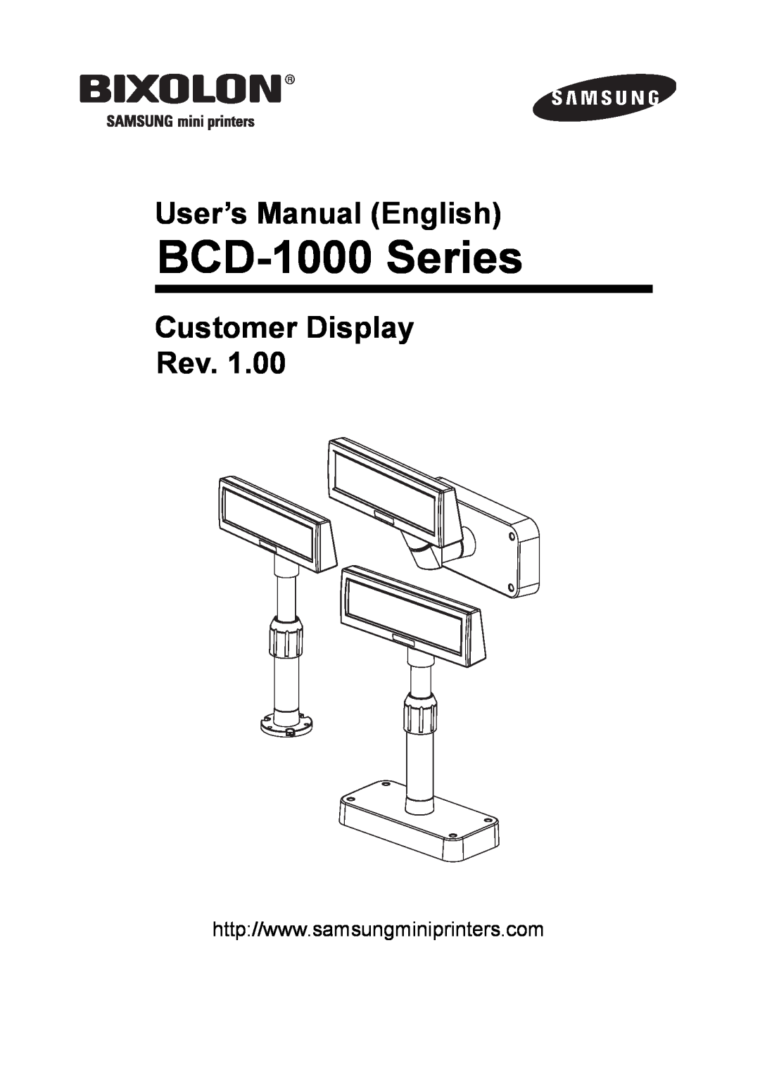 Samsung user manual User’s Manual English, Customer Display Rev, BCD-1000 Series 