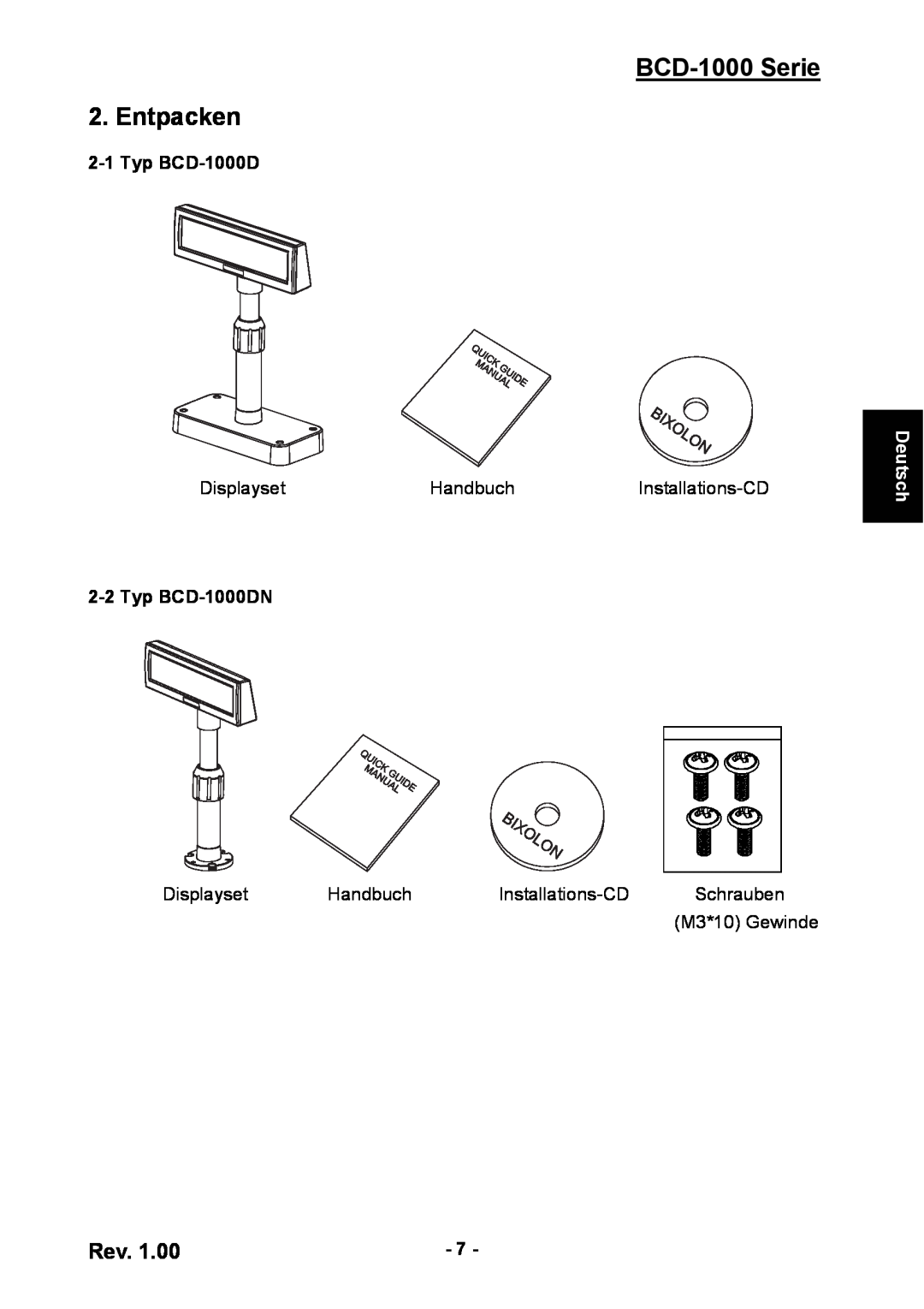 Samsung user manual BCD-1000 Serie 2. Entpacken, Typ BCD-1000DN, Deutsch 