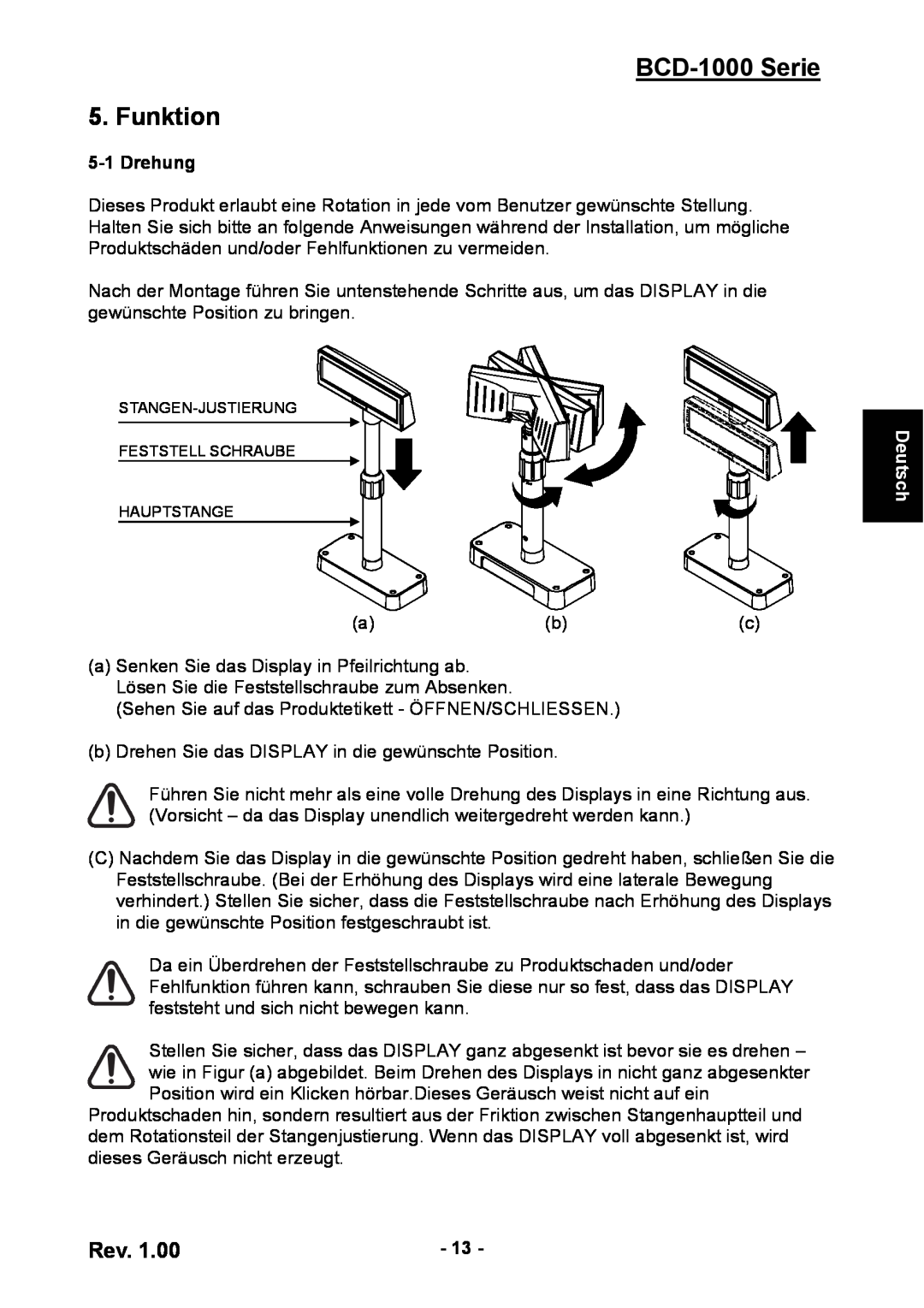 Samsung user manual BCD-1000 Serie 5. Funktion, Drehung, Deutsch 