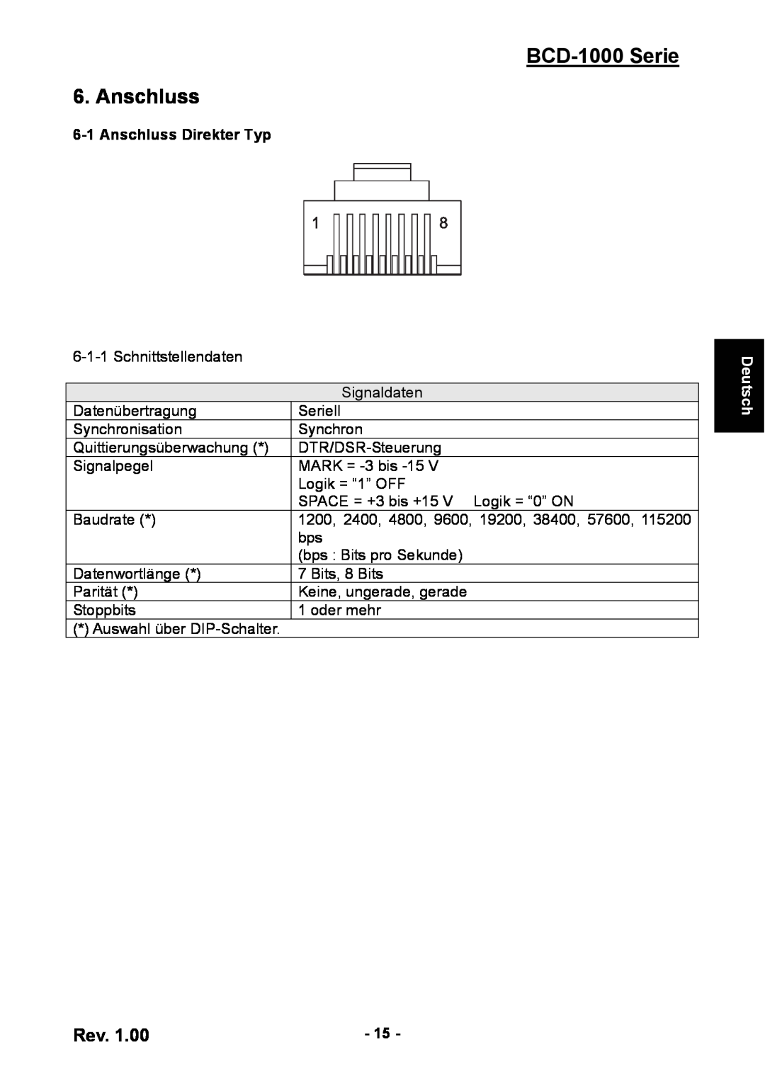 Samsung user manual BCD-1000 Serie 6. Anschluss, Anschluss Direkter Typ, Deutsch 