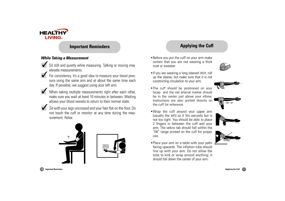 Samsung BD-3000S owner manual Applying the Cuff, While Taking a Measurement, Coat or sweater 