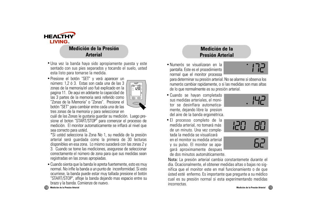 Samsung BD-3000S owner manual Medición de la Presión Arterial, Tres zonas de la memoria y para seleccionar en 