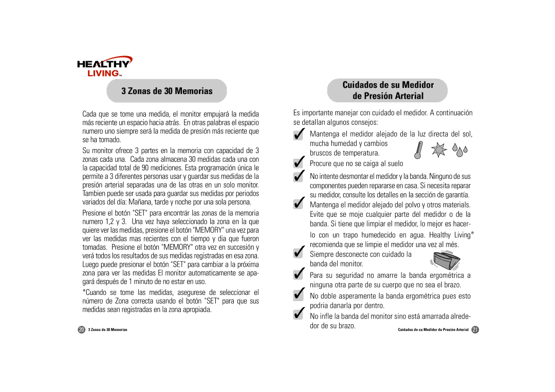 Samsung BD-3000S Zonas de 30 Memorias, Cuidados de su Medidor De Presión Arterial, Procure que no se caiga al suelo 