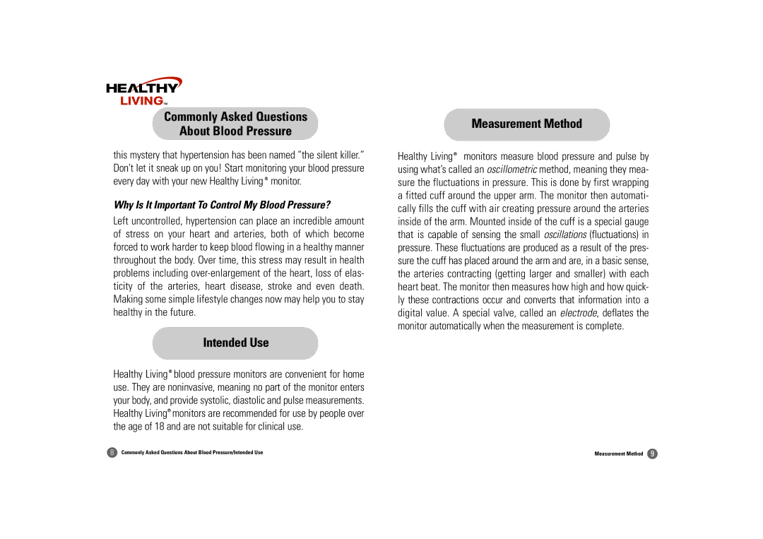 Samsung BD-3000S owner manual Intended Use, Measurement Method, Why Is It Important To Control My Blood Pressure? 