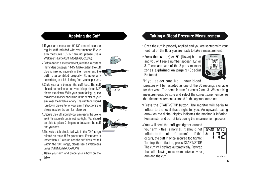 Samsung BD-7181W owner manual Applying the Cuff, If you select zone No your blood 