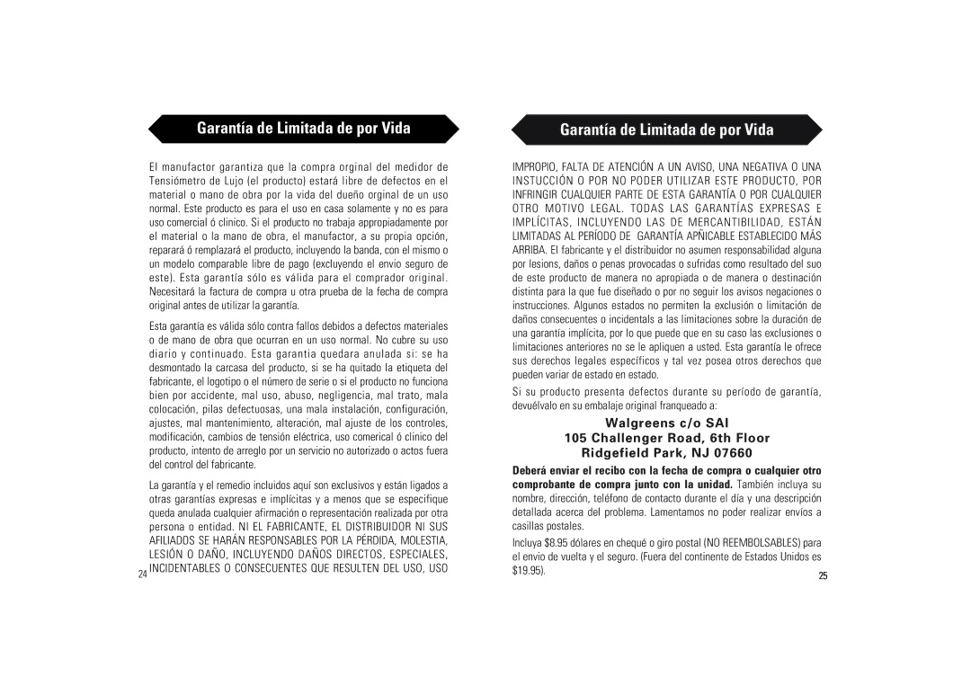 Samsung BD-7181W owner manual Garantía de Limitada de por Vida 