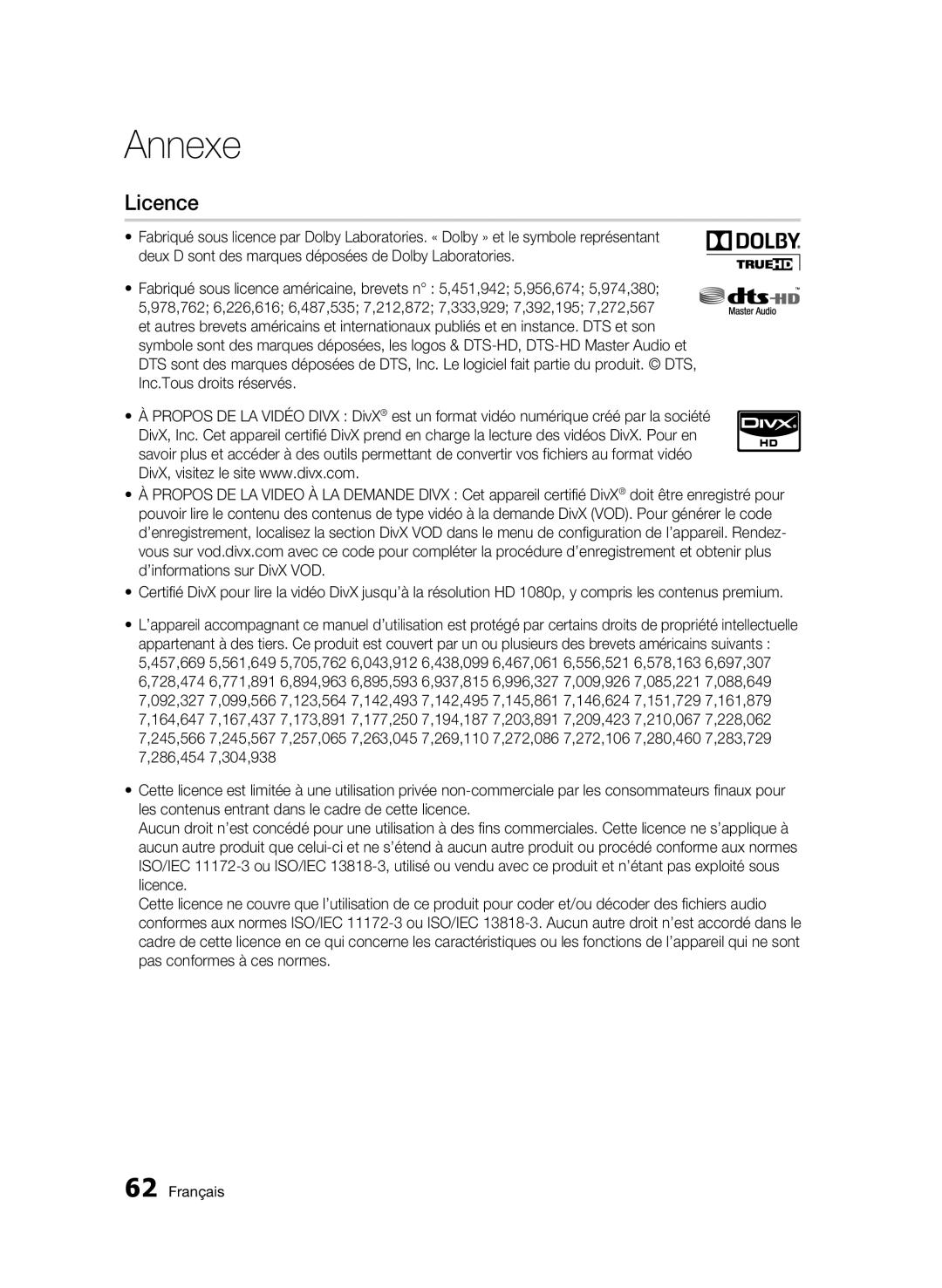 Samsung BD-C5300/XEE, BD-C5300/EDC, BD-C5300/XEN, BD-C5300/XEF manual Licence 