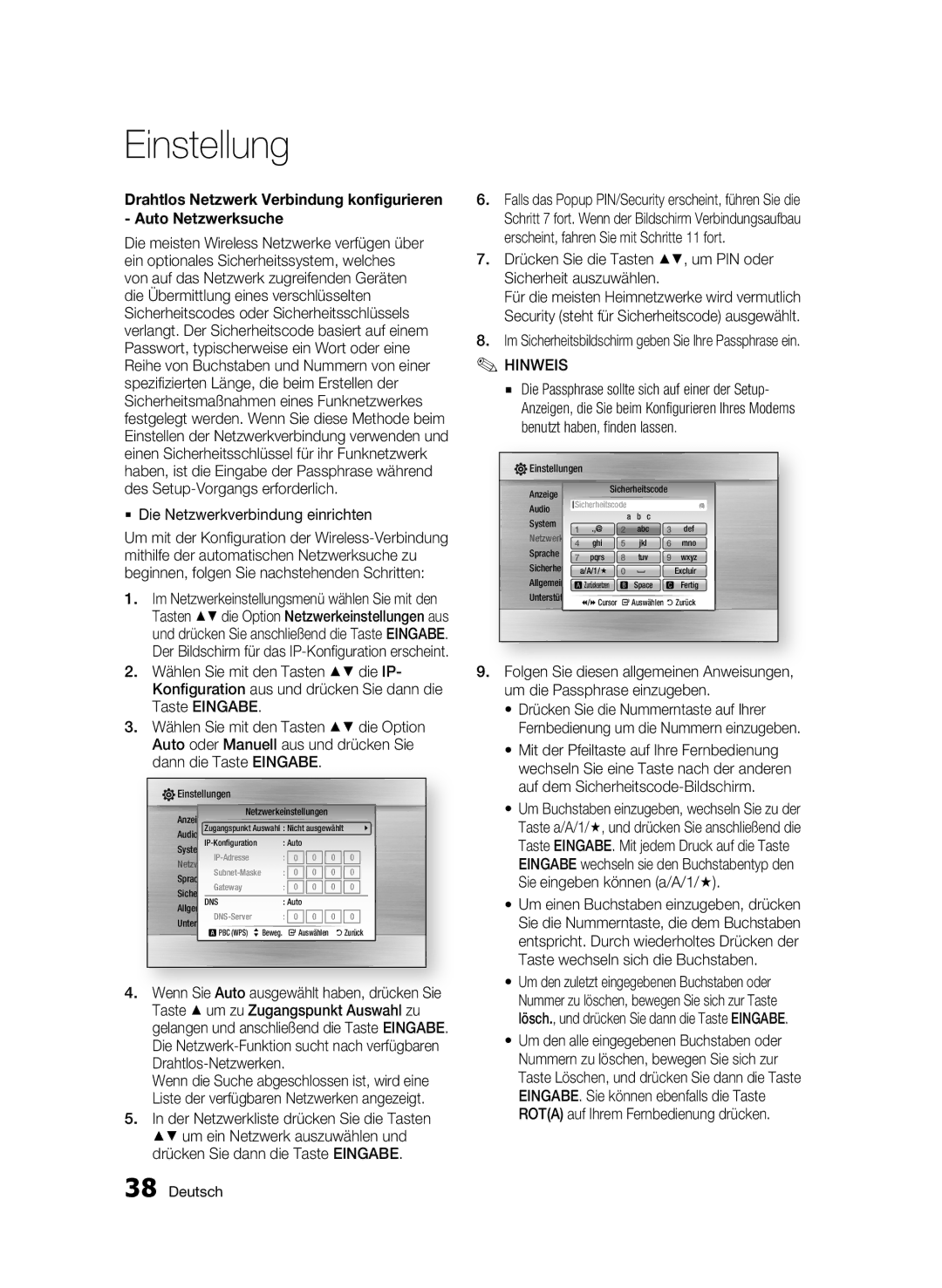 Samsung BD-C5300/EDC, BD-C5300/XEN, BD-C5300/XEF manual Drücken Sie die Tasten , um PIN oder Sicherheit auszuwählen, Netzwerk 