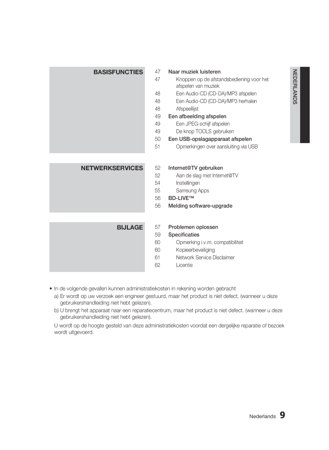 Samsung BD-C5300/EDC, BD-C5300/XEN, BD-C5300/XEF, BD-C5300/XEE manual Netwerkservices, Bijlage 