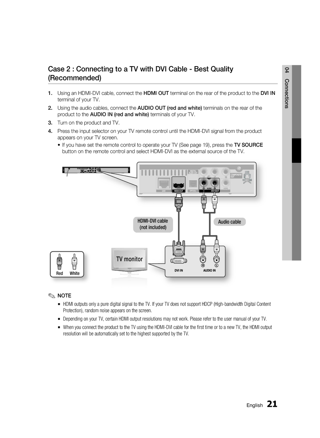 Samsung BD-C5300/XEN, BD-C5300/EDC, BD-C5300/XEF, BD-C5300/XEE manual Audio cable, Red White 