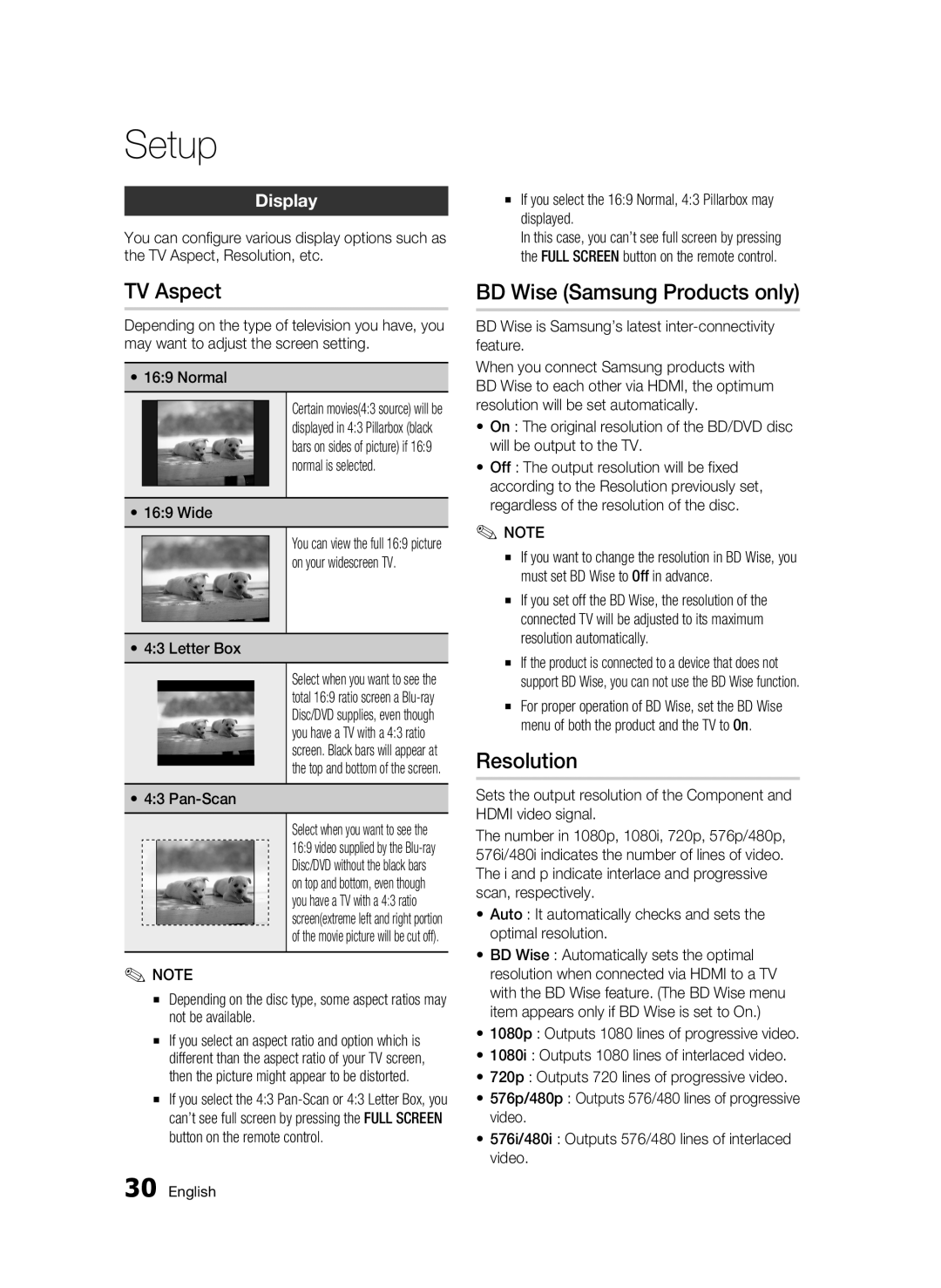 Samsung BD-C5300/XEF, BD-C5300/EDC, BD-C5300/XEN, BD-C5300/XEE TV Aspect, BD Wise Samsung Products only, Resolution, Display 