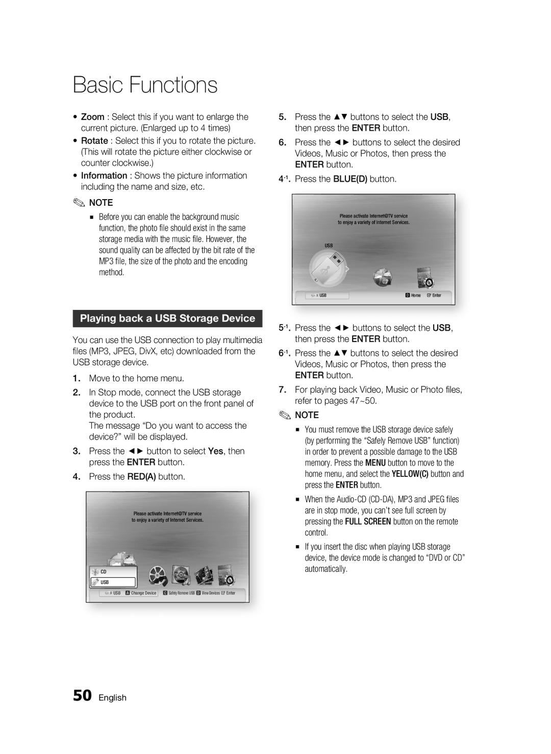 Samsung BD-C5300/XEF, BD-C5300/EDC, BD-C5300/XEN, BD-C5300/XEE manual Playing back a USB Storage Device 